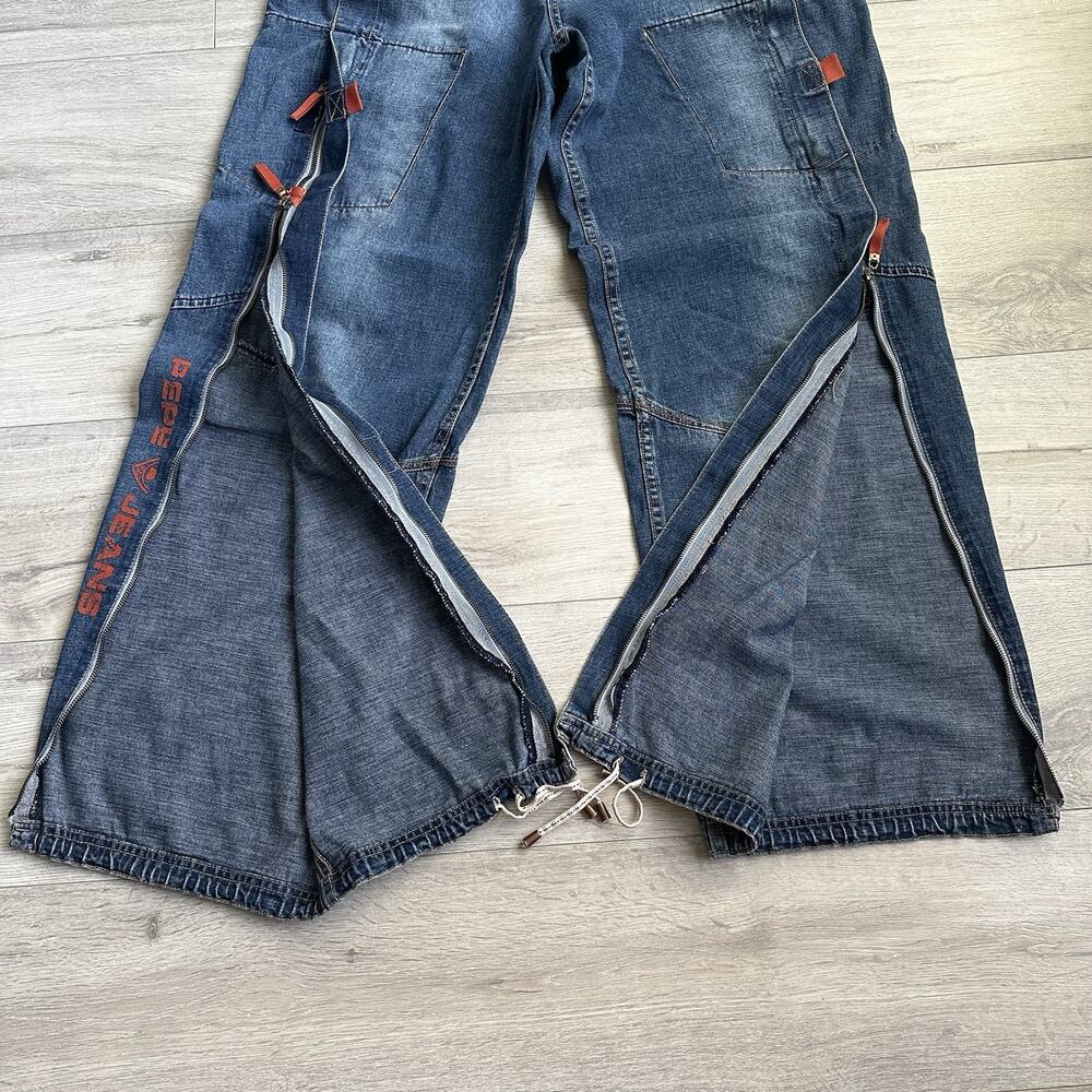 Vintage Pepe Jeans Denim Y2K Ultra Baggy Jeans Pants 34x32 Men Faded Drawstring - Picture 3 of 9